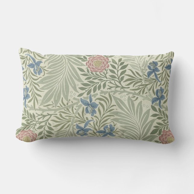 William Morris Larkspur Floral Wallpaper Lumbar Cushion (Front)