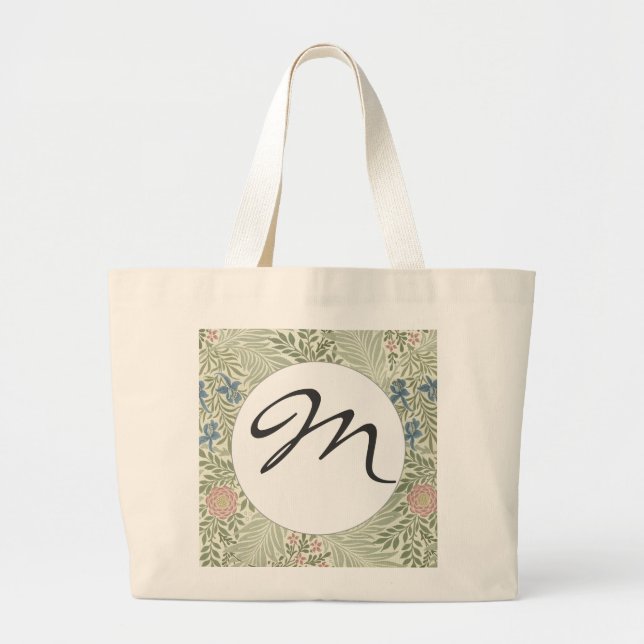 William Morris Larkspur Floral Wallpaper Pattern Large Tote Bag (Front)