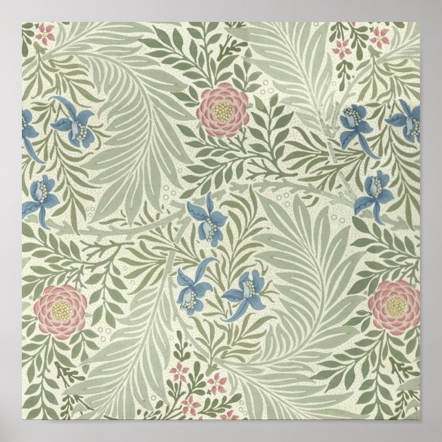 William Morris Larkspur Floral Wallpaper Pattern Poster (Front)