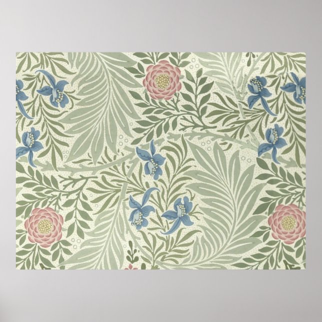William Morris Larkspur Floral Wallpaper Pattern Poster (Front)