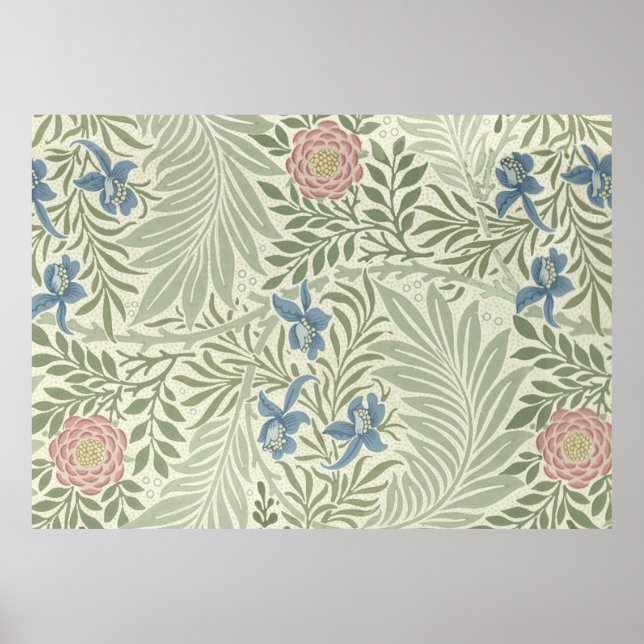 William Morris Larkspur Floral Wallpaper Pattern Poster (Front)