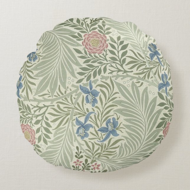 William Morris Larkspur Floral Wallpaper Round Cushion (Front)