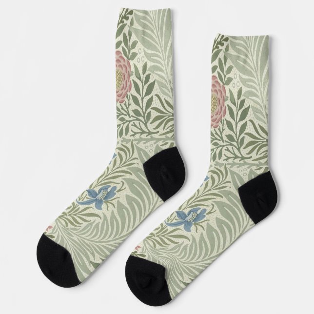William Morris Larkspur Floral Wallpaper Socks (Left)