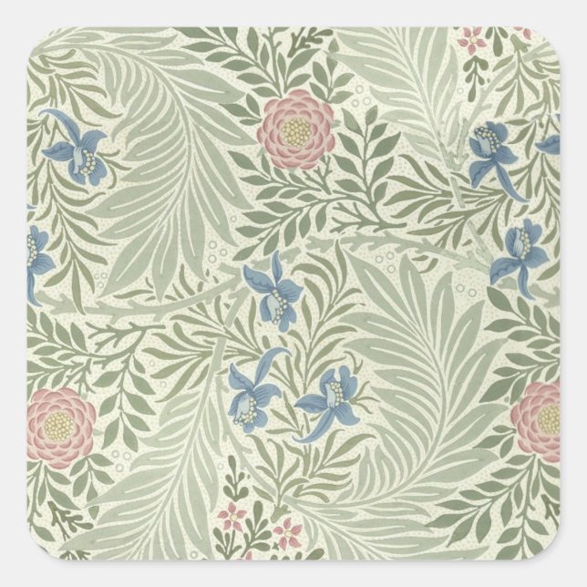 William Morris Larkspur Floral Wallpaper Square Sticker (Front)