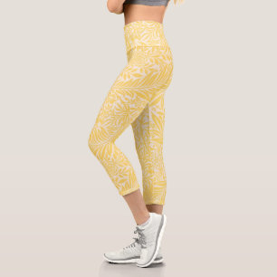 William Morris - Larkspur Leaves & Flower Pattern Capri Leggings