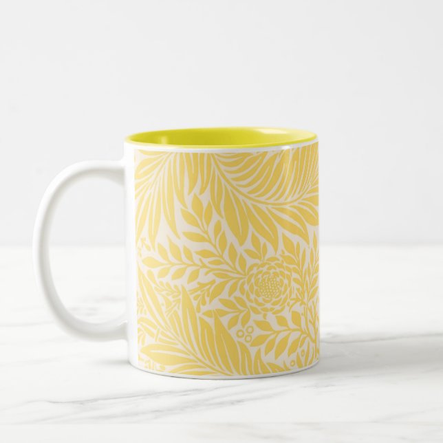 William Morris - Larkspur Leaves & Flower Pattern Two-Tone Coffee Mug (Left)