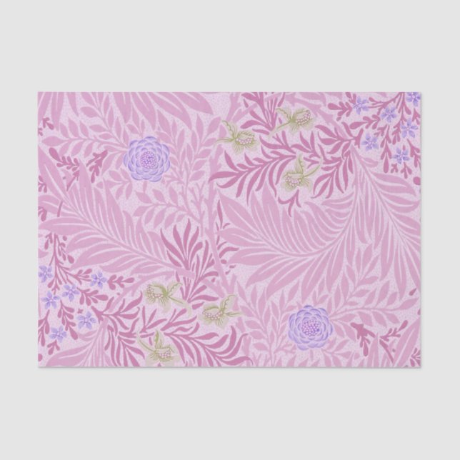 William Morris - Larkspur - Pink Flowers & Leaves Tissue Paper (Front)