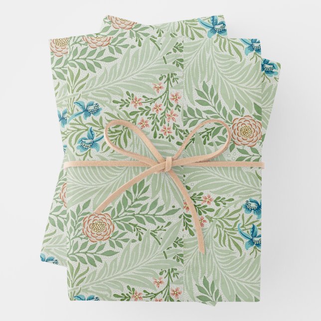 William Morris Larkspur Wrapping Paper Sheet (In situ)