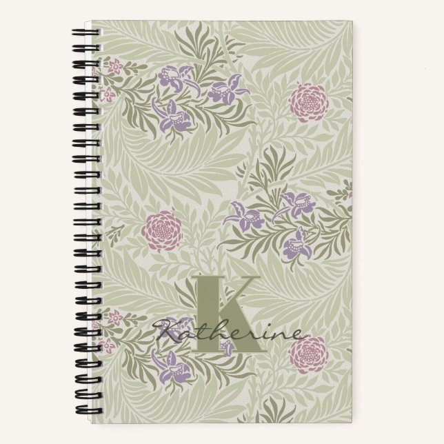 William Morris Lavender & Pink Larkspur Pattern Notebook (Front)