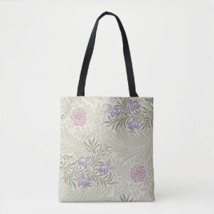 William Morris Lavender & Pink Larkspur Pattern Tote Bag