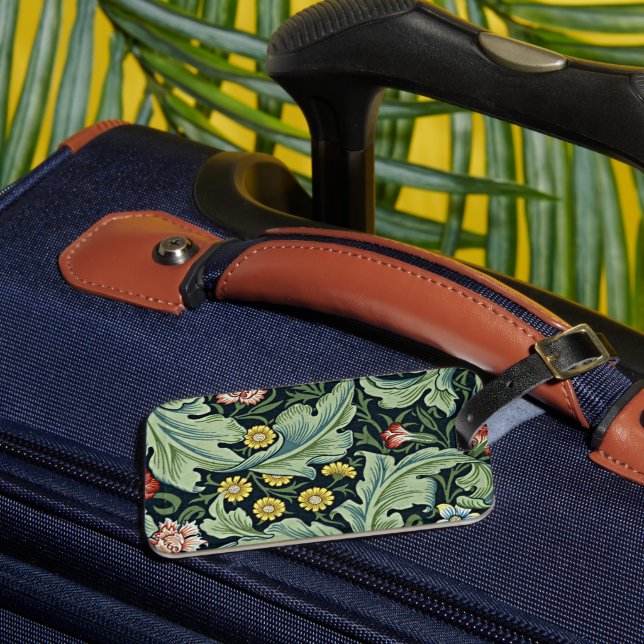 William Morris - Leicester vintage floral design Luggage Tag (Front Insitu 3)