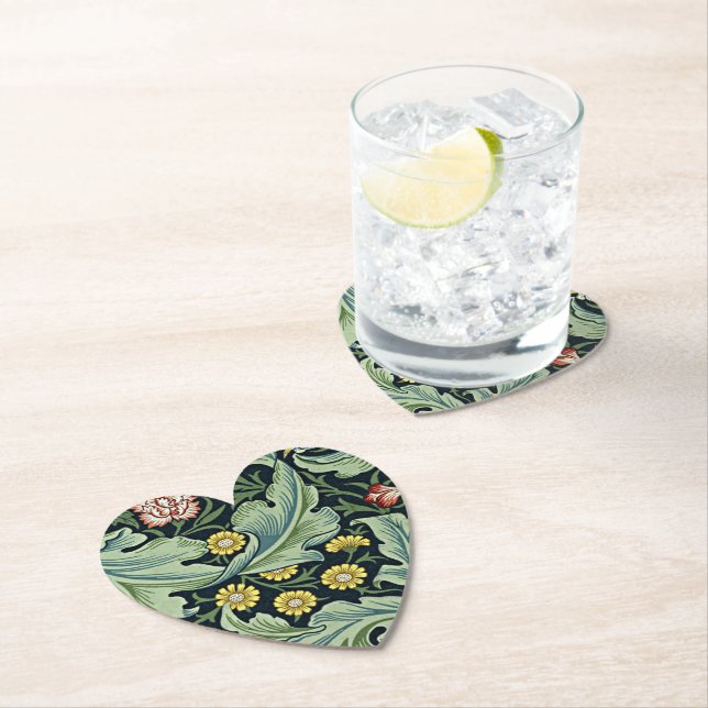 William Morris - Leicester vintage floral design Paper Coaster (Insitu)