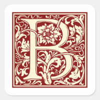 William Morris Letter B Monogram Initial Red