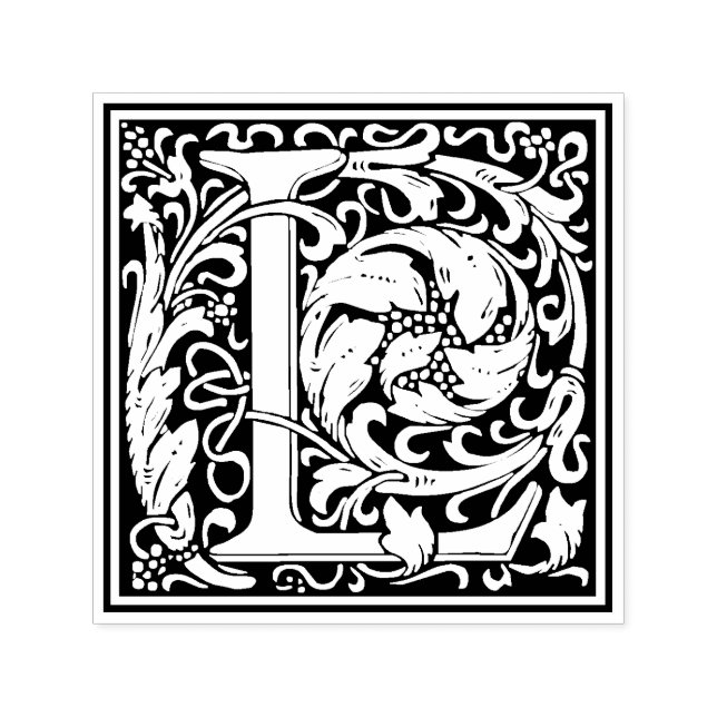 William Morris Letter L Victorian Floral Stamp (Design)