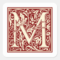 William Morris Letter M Monogram Initial Red