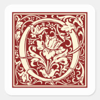 William Morris Letter O Monogram Initial Red