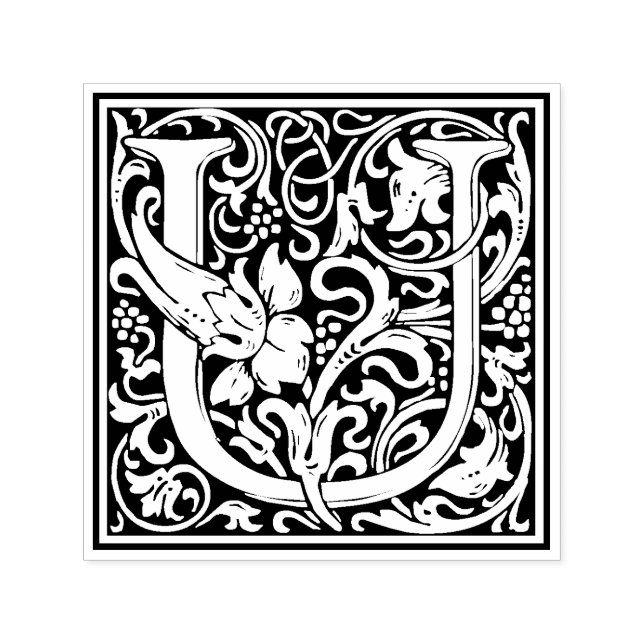 William Morris Letter U Victorian Floral Stamp (Design)