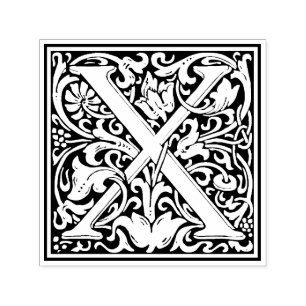 William Morris Letter X Victorian Floral Stamp