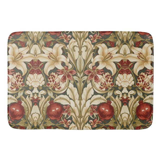 William Morris Lily and Pomegranate Floral pattern Bath Mat (Front)