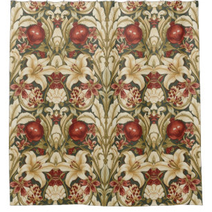 William Morris Lily and Pomegranate Floral pattern Shower Curtain