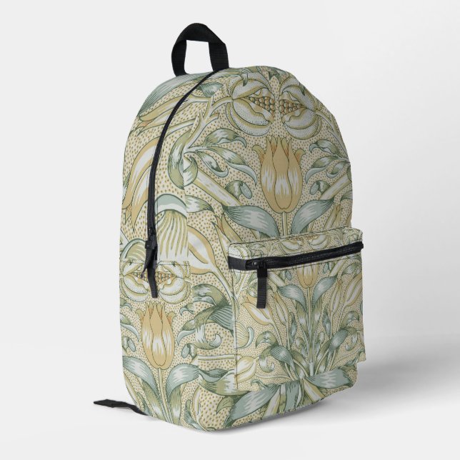 William Morris Lily and Pomegranate Flower Classic Printed Backpack (Back Corner Left)