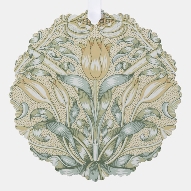 William Morris Lily and Pomegranate Flower Classic Tree Decoration Card (Front)