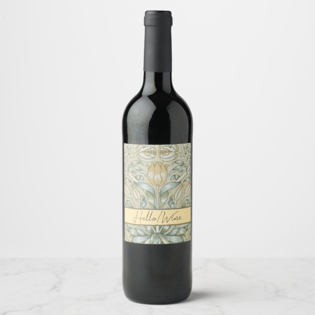 William Morris Lily and Pomegranate Flower Classic Wine Label (Front)