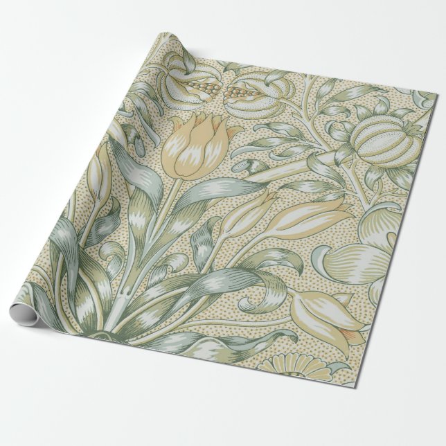 William Morris Lily and Pomegranate Flower Classic Wrapping Paper (Unrolled)
