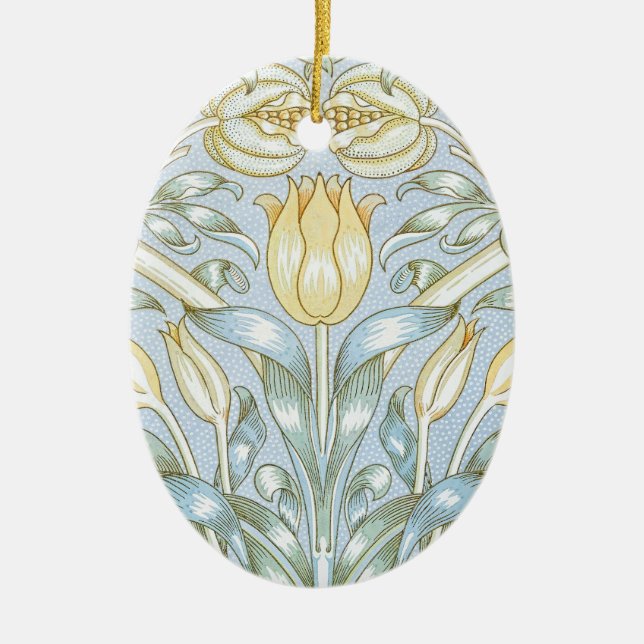 William Morris Lily and Pomegranate Flower Pattern Ceramic Tree Decoration (Front)