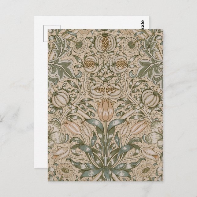 William Morris Lily and Pomegranate Flower Pattern Postcard (Front/Back)