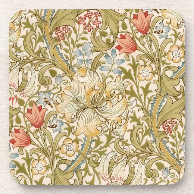William Morris Lily Art Nouveau Coaster (Front)