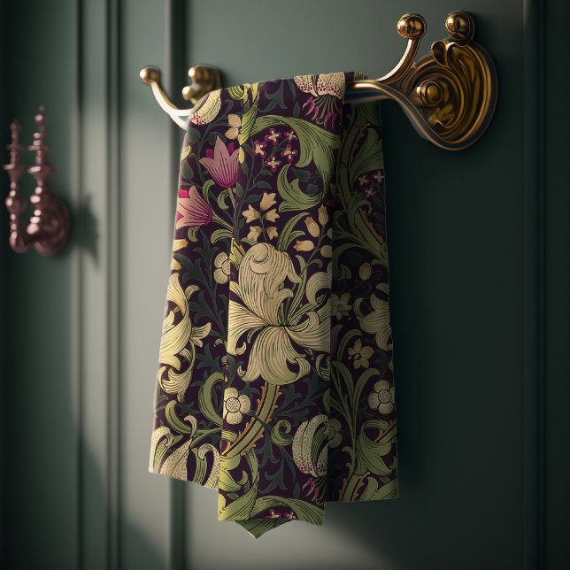 William Morris Lily Art Nouveau Floral Bath Towel Set (Creator Uploaded)