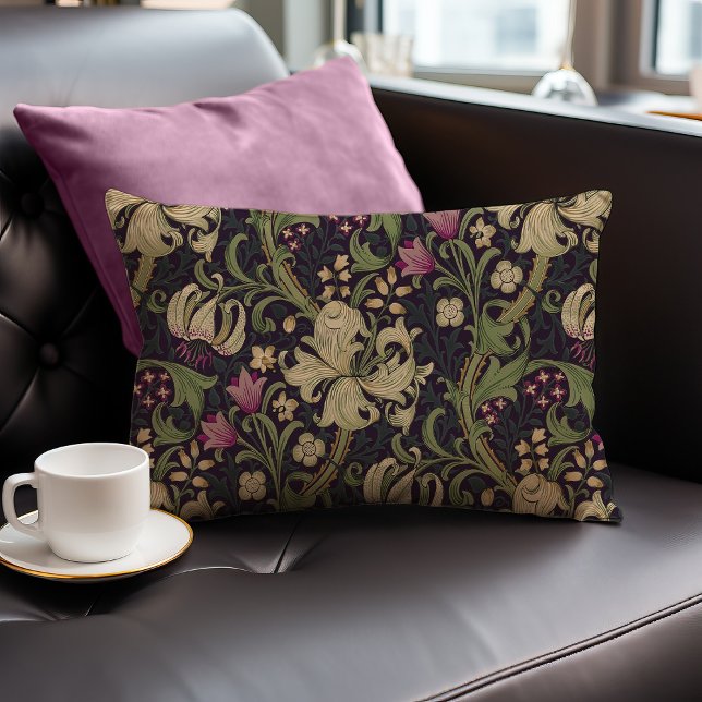 William Morris Lily Art Nouveau Floral Lumbar Cushion (Creator Uploaded)