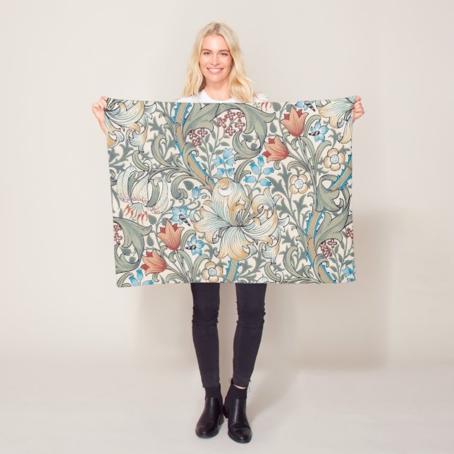 William Morris Lily Art Nouveau Floral Pattern Fle Fleece Blanket (In Situ)
