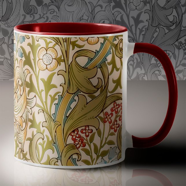 William Morris Lily Art Nouveau Floral Pattern Two-Tone Coffee Mug (Creator Uploaded)