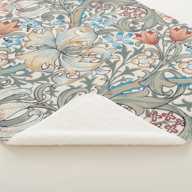 William Morris Lily Art Nouveau Floral Sherpa Blan Sherpa Blanket (3/4)