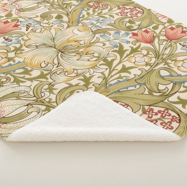 William Morris Lily Art Nouveau Floral Sherpa Blanket (3/4)