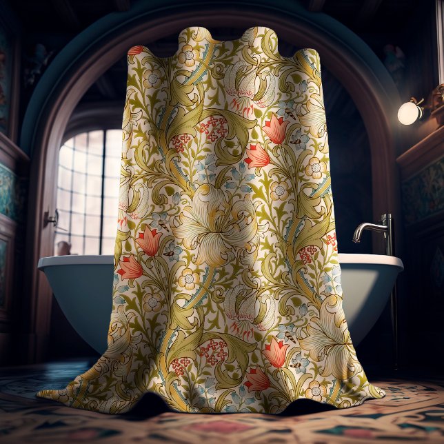 William Morris Lily Art Nouveau Floral Shower Curtain (Creator Uploaded)