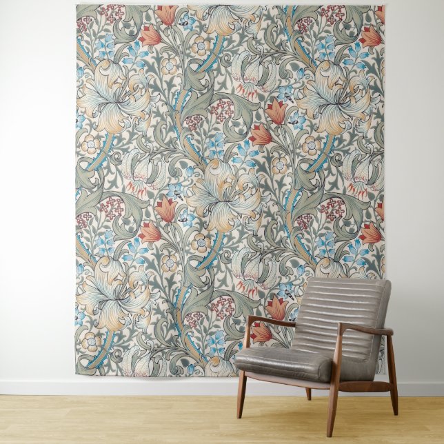 William Morris Lily Art Nouveau Floral Tapestry (In Situ)