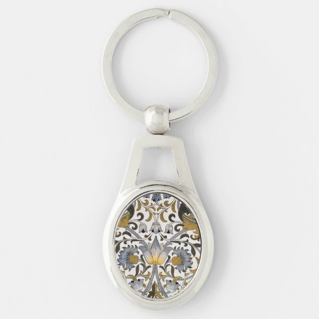 William Morris Lodden floral flower Key Ring (Front)