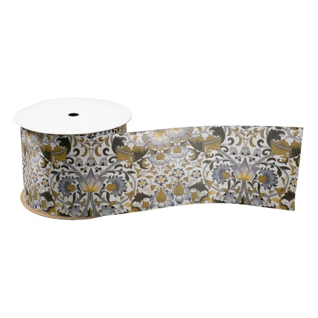 William Morris Lodden floral flower Satin Ribbon (Spool)