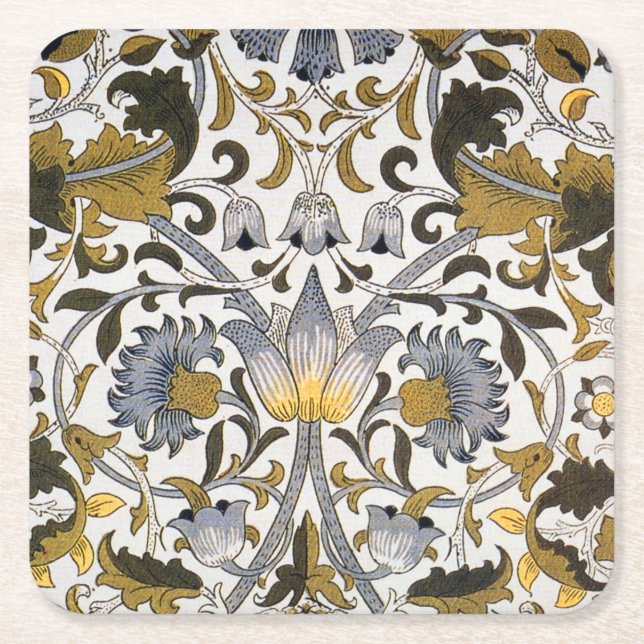 William Morris Lodden floral flower Square Paper Coaster (Front)