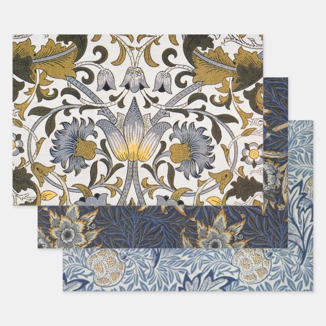 William Morris Lodden floral flower Wrapping Paper Sheet (Set)