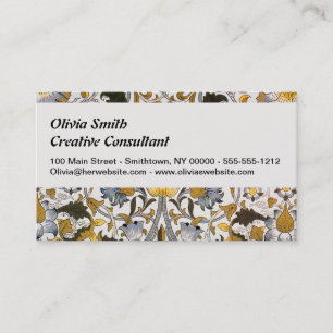 William Morris Lodden Floral Pattern: Blue Gold Business Card