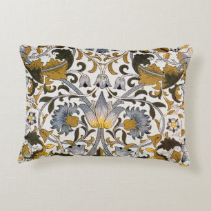 William Morris Lodden Floral Pattern: Blue Gold Decorative Cushion