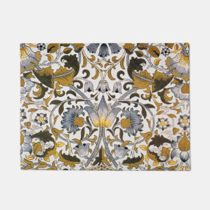 William Morris Lodden Floral Pattern: Blue Gold Doormat