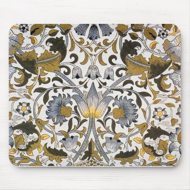 William Morris Lodden Floral Pattern: Blue Gold  Mouse Mat (Front)