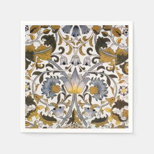 William Morris Lodden Floral Pattern: Blue Gold Napkin