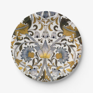 William Morris Lodden Floral Pattern: Blue Gold Paper Plate