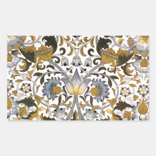 William Morris Lodden Floral Pattern: Blue Gold Rectangular Sticker